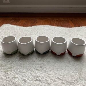 Lot of 5 white ceramic mini candle holders jars succulent pots home decor EUC